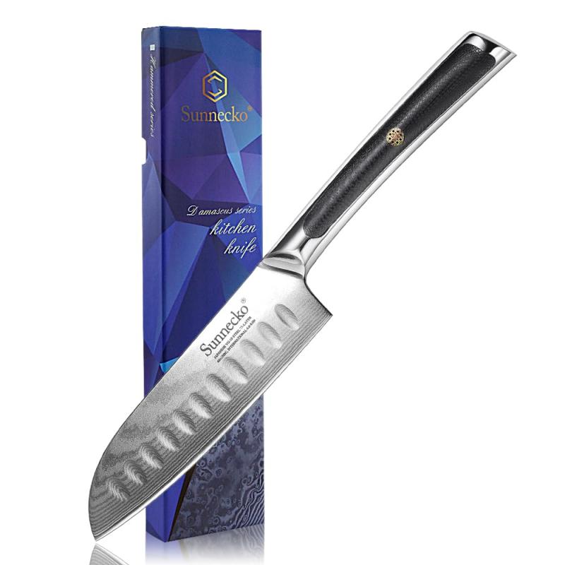 Sunnecko 包丁 三徳包丁 180MM ダマスカス 73層 ステンレス 鋼 家庭用 キッチン ナイフ 果物ナイフ 万..