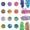 ネイル グリッター 18個セット キラキラ ラメグリッター ホログラム ネイルパーツ ネイルアート レジン 封入パーツ 顔/ボディ メイク ハロウィン/クリスマス/パーティ