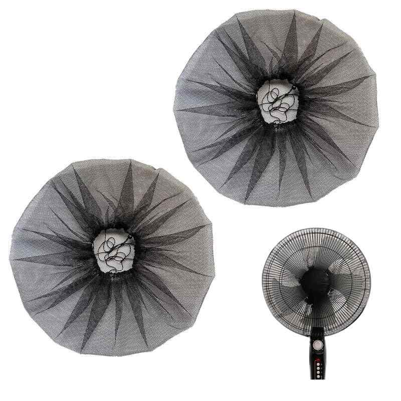 HOOWDAMY 扇風機カバー 扇風機安全カバー 直径40～45cm 2枚セット 裏までかかる 紐で固定するタイプ 子..