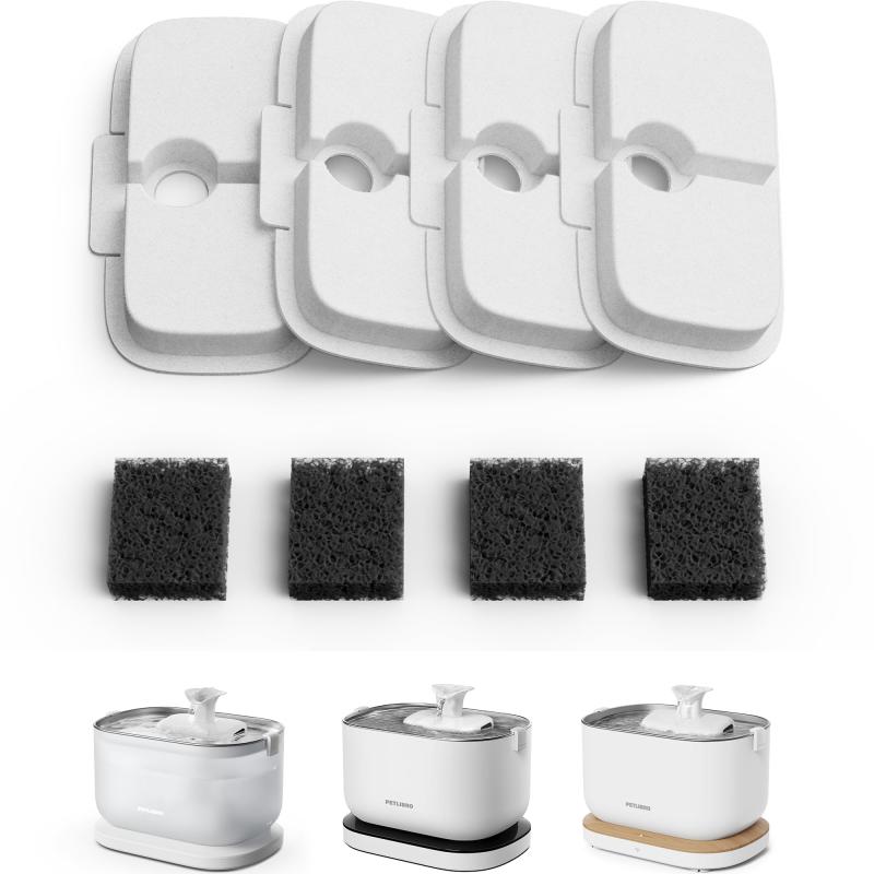 PETLIBRO 自動給水器 フィルター 給水器交換用 正規品フィルター（4個入）ペット水飲み器用 4層ろ過構造 活性炭+イオン交換樹脂+不織布 対応機種 WF005 WF105 WF115