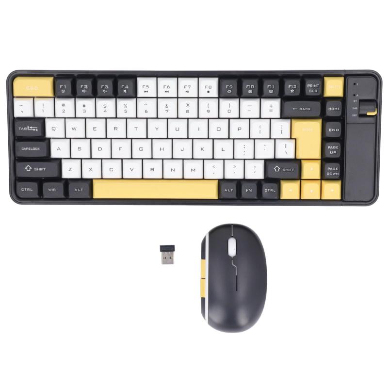 キーボードとマウスのコンボ、84 キー QWERTY レイアウト 2.4G ワイヤレスおよび Bluetooth キーボードとマウス、コントラストカラー、プラグアンドプレイ、Windows 用、コンピュータ PC 用