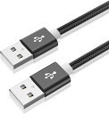 USB 2.0ケーブル オスオス a-aタイプ 両端 コード 高速転送 アルミシェルとナイロン編み HDD、TV Box、カメラ、DVDプレーヤー、プリンタ、モデムなどと互換性あり 2M(2)