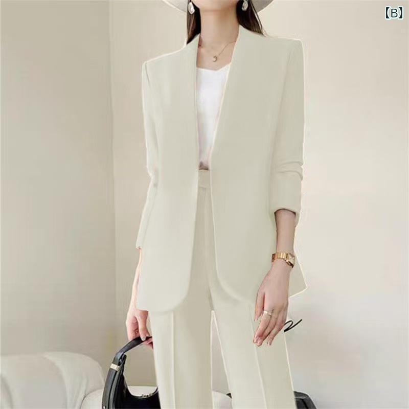 レディース 西装セット トップス スカート 秋冬 通勤用 職業服 気質 快適 休闲 長袖 ポリエステル 切り替え 純色 ブラック アイボリー カーキ グレー ダークブラウン ハイウエスト ビッグシルエット 伸縮性 吸湿速乾 軽量 高級感