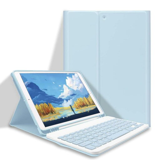 iPad 10.2 ケース 第9/8/7世代 Bluetooth キーボード付きカバー iPad通用 脱着式 ペンホルダー付き スタンド機能 オートスリープ機能 多角度調整 傷つけ防止 耐久性 (スカイブルー) iPad 10.2 ケース 第9/8/7世代 Bluetooth キーボード付きカバー iPad通用 脱着式 ペンホルダー付き スタンド機能 オートスリープ機能 多角度調整 傷つけ防止 耐久性 (スカイブルー)