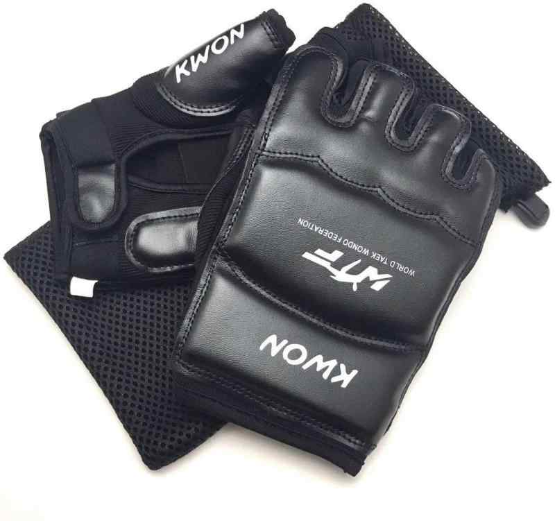 KWON 総合格闘技用 オープンフィンガーグローブ 子供用 大人 ジュニア キッズ 黒 練習用 収納袋付き (..