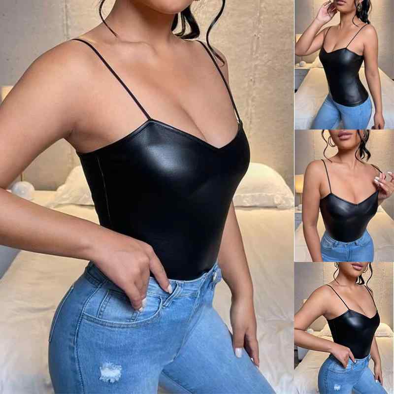 キャミソール 女性用 かわいい 修身 セクシー Vネック 漆皮 ハングネック 小さめ 吊り下げ トップス ブラック 純色 切り替え 春 接触冷..