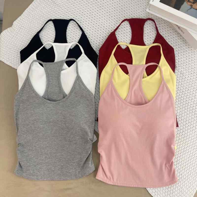 トップス 女性用 吊り下げ キャミソール 胸パッド インナー タンクトップ かわいい...
