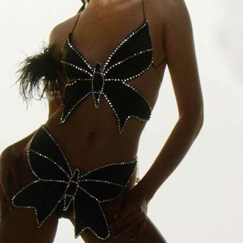 レディース トップス ブラック 接触冷感 ポリエステル 背中開き ハート型 ネックライン フィット ハンギング ショルダー 蝶結び ラインストーン 装飾 セクシー スタイリッシュ 都市 通勤 かわいい 夏 春夏 軽量 伸縮性 吸湿速乾 部屋着 普段使い