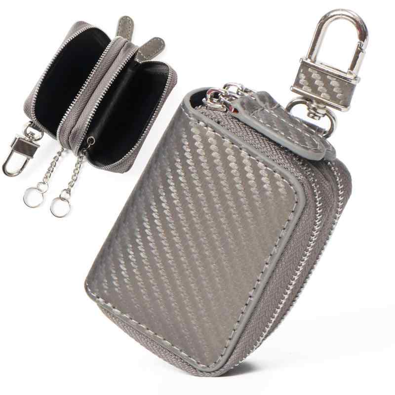 [GROOVE GEAR] キーケース ダブルファスナー 2個収納 2つ スマートキーケース スマートキー対応 メンズ 本革 カーボンレザー スマートキー 車 ggs-2003(3)