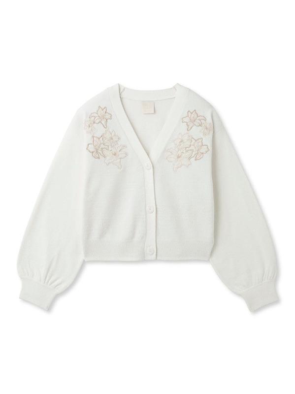 gelato pique(ジェラート ピケ) 【ミュシャ】フラワー刺繍カーディガンPWNT241097レディース