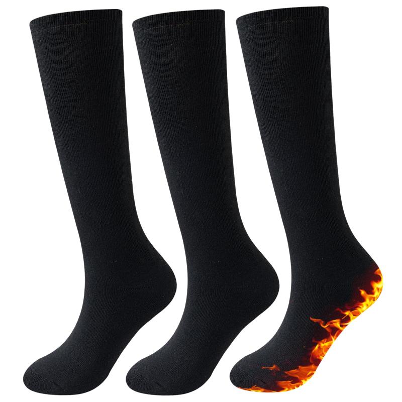 [Josnown] ハイソックス レディース 靴下 暖かい 厚手 秋 冬 冷え 防寒保温 極暖 耐久性 伸縮性 室内 アウトドア 通勤 通学 3足セット