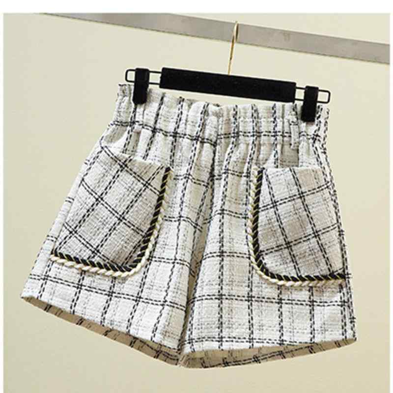 Long-Trousers, Trousers - 女児 秋冬 短パン 女の子 子供服 韓国風 小香風 ウール調 ポリエステル バイクール 吸湿速乾 高腰 ワイドレッグ 動きやすい 日常使い 米白 ブラック 春秋 キャップリ スポーツパンツ 百搭 外出着 コットン混 軽量 伸縮性 ビッグシルエット カジュ