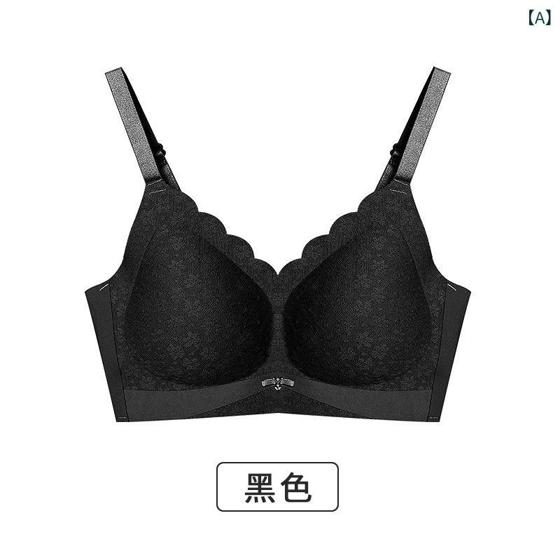 ブラジャー 女性用 無鋼圈 無痕 薄型カップ 聚拢 固定 全罩杯 薄模杯 レース 蝶結 取り外し肩帯 後3段ホック ニライロン素材 透気 吸汗 快適 サイドサポート 副乳収納 黒 肌色 赤茶 ライトブルー ブラウン グリーン 通年 M L XL XXL