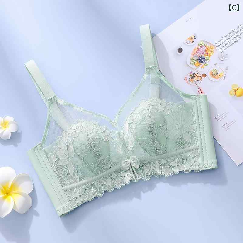 ブラジャー 女性用 大胸対応 夏用 超薄型 調整型 副乳収納 無ワイヤー 集める 無痕 透気 上托 美背 吸汗 快適 サイド収納 薄模杯 コットン レース ミルクコーヒー ジンジャー グリーン ブラック 仙女風 軽量 伸縮性 接触冷感 再生繊維 ニット fork-br-10709206 フォークBR サンプル画像3
