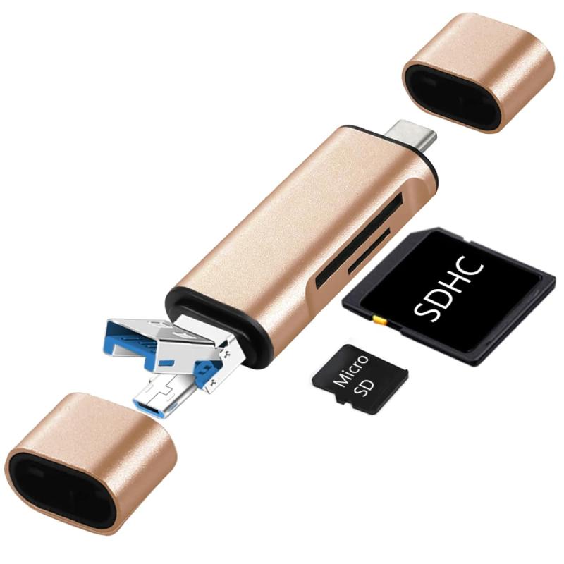 Lala calme【タイプC・USB・マイクロUSB変換】SDカードリーダースティックタイプ/スマホ タブレットアンドロイド iPad対応 MacBook対応 Windows micro sdカード 携帯に便利(2.0)