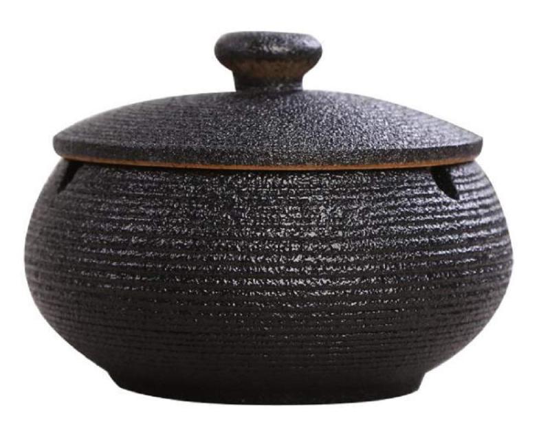 【神話広場】 和風 灰皿 ふた付き 陶器 インテリア アンティーク 卓上 旅館 料亭 ホテル 業務用