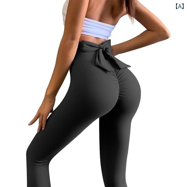 レディース ハイウエスト ヨガパンツ 女性用 切り替え バタフライボウ ピーチヒップアップ フィットネス トレーニング 吸湿速乾 伸縮性 接触冷感 九分丈 タイトフィット 通年 ブラック ピンク系 ネイビー グレー系 パープル系 グリーン系 ランニング