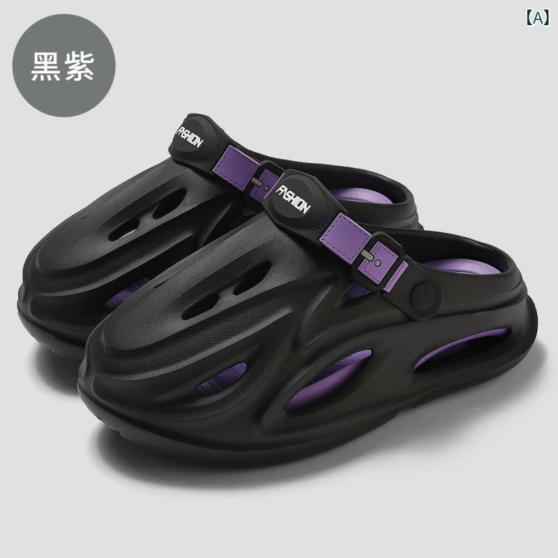 メンズ 室内履き スリッパ 夏用 防滑 洞穴型 セットトゥ 黒 紫 ブラック ホワイト グレー 注塑底 日常カジュアル 軽量 通気性 室内外兼用 洗いやすい メンズサンダル ビーチサンダル ラバースリッパ