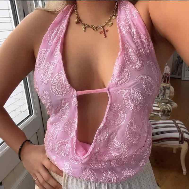Other - 女性 トップス キャミソール ハルネ セクシー ハングネック 肩紐 吊り下げ 肩紐 短丈 ワイドシルエット ルーズフィット 輝き ビーズ刺繍 3D 効果 スパンコール セクシー スタイル 伸縮性 中 ポリエステル 素材 私服 セクシー ウィメンズ 夏 服