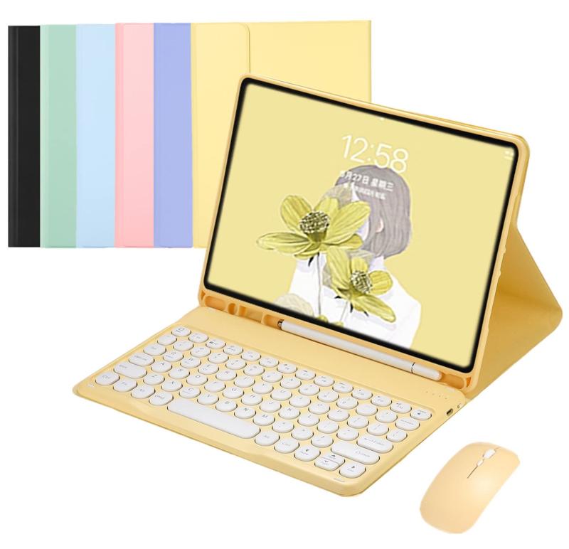 マウス付き iPad 10.2 10.9 Air3 10.5 Pro11 キーボードケース 薄型 ペンシルホルダー 分離式 丸いキーキャップ ワイヤレスマウスセット アップルペン収納 人気 スマート保護カバー スリム