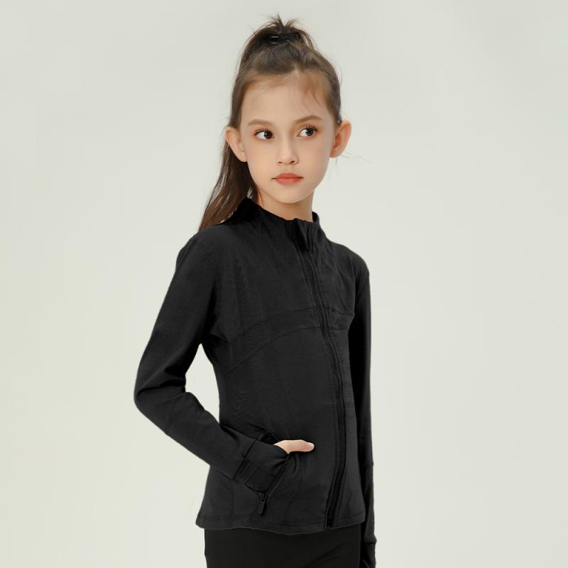 キッズ 女の子 春夏 長袖 開衫 ジャケット トップス 運動 ヨガ 服 吸湿速乾 接触冷...