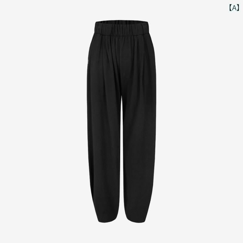 レディース ワイドパンツ ハイウエスト 灯籠パンツ ヨガパンツ 速乾 透気性 ニット混紡 ストレッチ素材..
