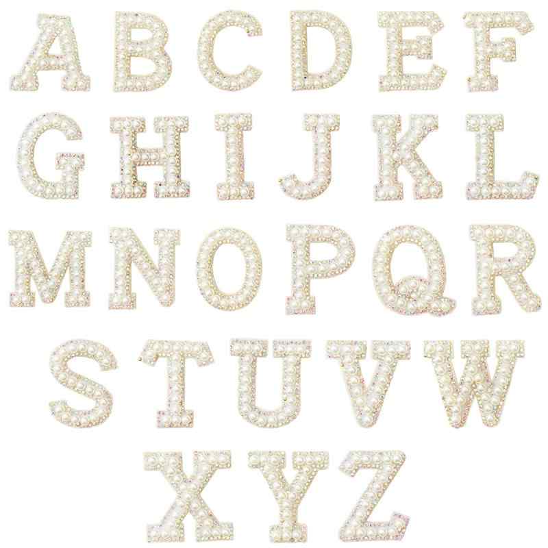 26枚 アルファベット ワッペン 英字 A～Z パール付き アップリケ 衣類パッチ おしゃれ 工芸品の装飾 補修 縫製 DIY 手芸 手作り