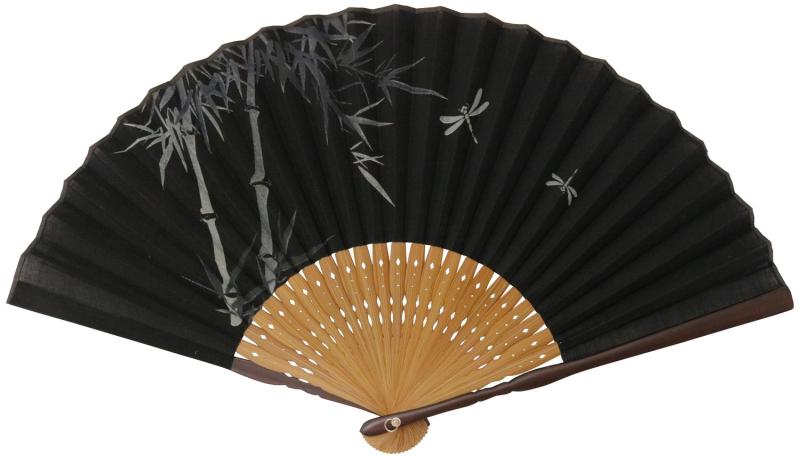 まつみ工芸 旭王 扇子 トンボ ブラック 126009