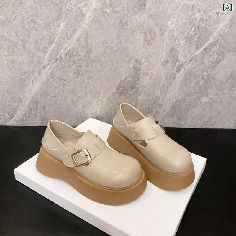 レディース シューズ 厚底 ローファー 小皮靴 真皮風 PU素材 中ヒール 3-5cm 松糕底 丸トゥ 低幫 片足履き 純色 杏色 コーヒー ブラック 春夏秋 季節通用 軽量 伸縮性 吸湿速乾 日常履き 歩きやすい 履き口中深度 ゴム底 粘着製法 セット