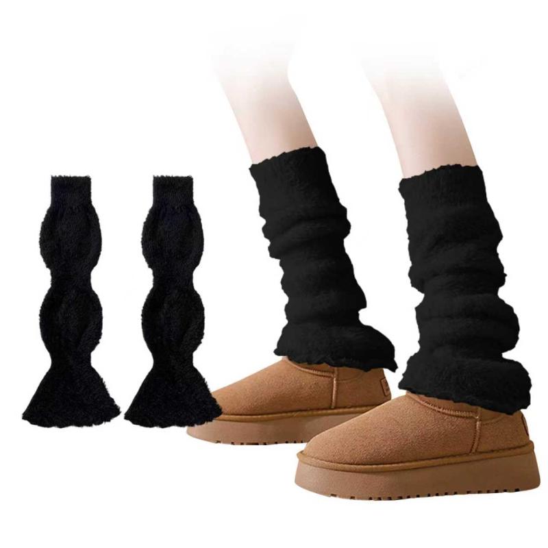 [雲見] レッグウォーマー 秋冬防寒対策 レディース 温活 足元が冷えない Y2Kファッション ルーズソックス ニットレッグウォーマー ふわふわ 暖かい おしゃれ 伸縮性 室内 アウトドア (ホワイ