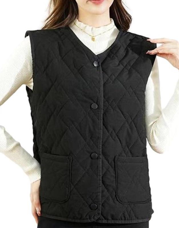【1/2style】軽量 中綿 キルティング ジレ ベスト ダウン風 ショート丈 重ね着 ルーム 外出 レディース