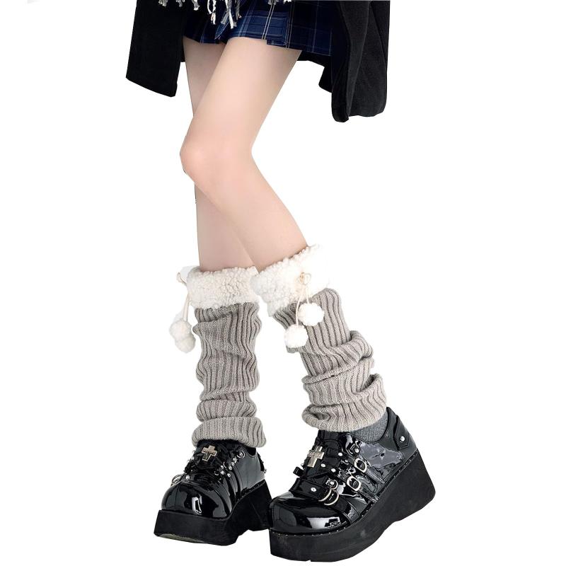 [XiTren] スクールソックス ルーズソックス レッグウォーマー ニット 防寒 靴下 ハイソックス 中学生 高校生 女子 伸縮性 通学 室内 JK 無地