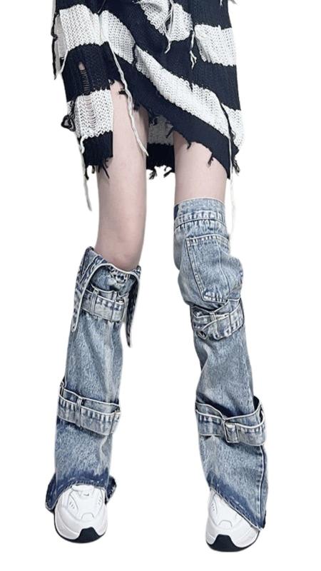 [§Bg3] ルーズソックス 黒 ルーズソックス 白 レッグウォーマー レディース 冷え対策 レッグカバー デニム