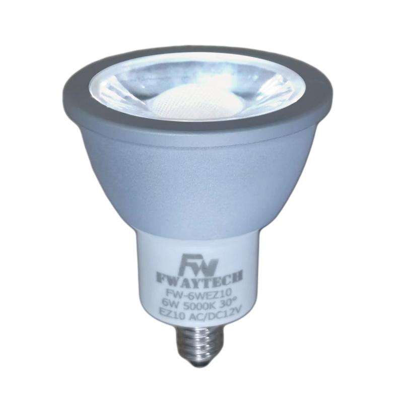 FWAYTECH LEDハロゲン電球 EZ10口金 AC/DC12V COB6W 550ルーメン 2700K電球色相当 ダクトレール用LEDスポットライト LED電球 ダイクロハロゲン50W～60W相当 密閉器具対応