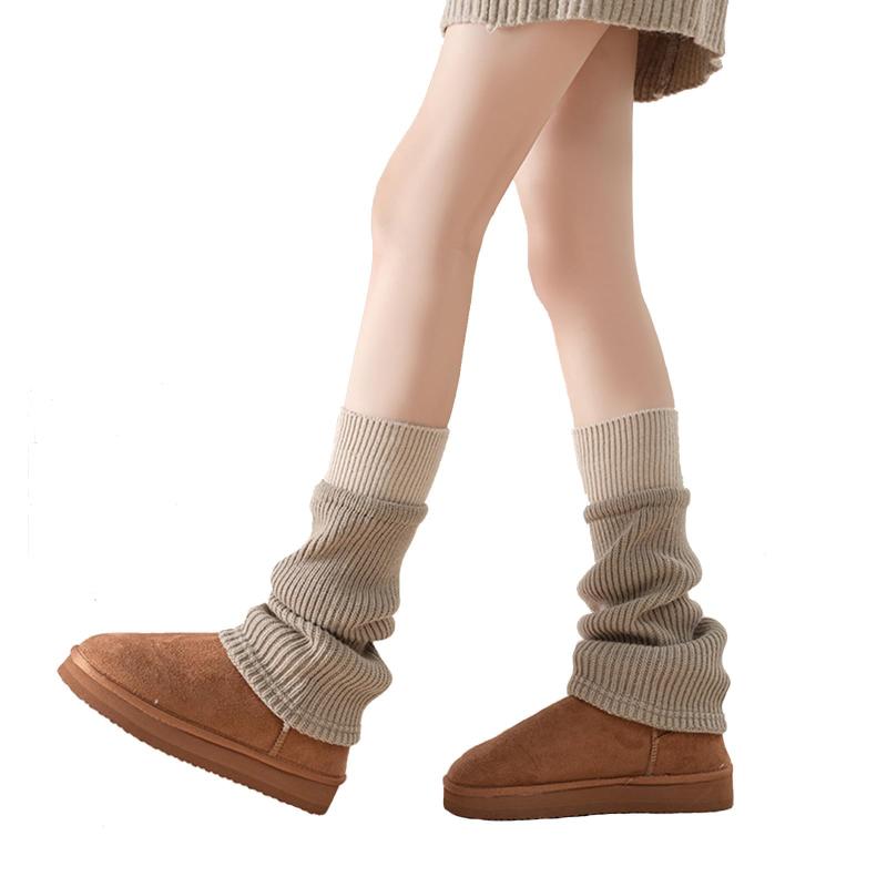[XiTren] スクールソックス ルーズソックス レッグウォーマー ニット 防寒 靴下 ハイソックス 中学生 高校生 女子 伸縮性 通学 室内 JK 無地
