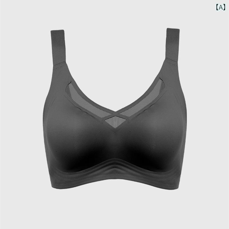 レディース 無痕ブラジャー 軽薄 大胸対応 スポーツ ビッグサイズ 女性用 文胸 ワイヤレス 3/4カップ 薄型カップ 固定肩ストラップ 後ろ4列フック ブラック ピンク グレー ベージュ ナイロン スパンデックス 軽量 伸縮性 快適 サイドサポート バ