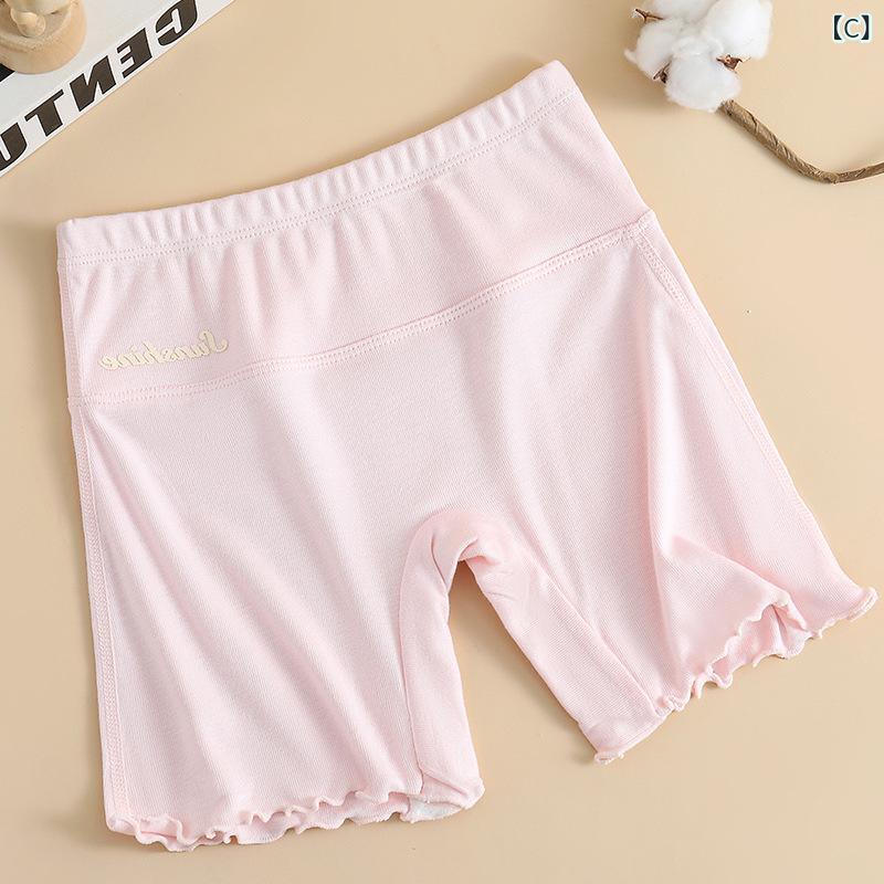 女児 防走光 インナーショーツ 安全パンツ 子供用 春夏 薄手 綿混紡 接触冷感 吸湿速乾 かわいい 純色 ピンク ブラック ホワイト グレー ベージュ 柔らかい 動きやすい 普段使い 110cm 120cm 130cm 140cm 150cm 160c