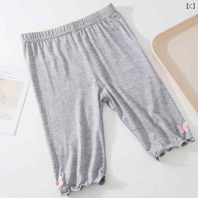 女児パンツ 女の子用 子供 下着 5分丈 七分丈 薄手 モダール素材 透気性 防透け 平角 低腰 純色 白色 黒色 灰色 粉色 通年 伸縮性 吸湿速乾 普段使い 部屋着