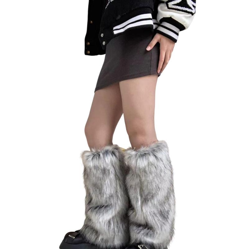[Jeayoo] モコモコ レッグウォーマー 足首ウォーマー フェイクファー 防寒 暖かい ファッション レッグカバー レディース 靴下 毛むくじゃら 冷え対策 ルーズソックス