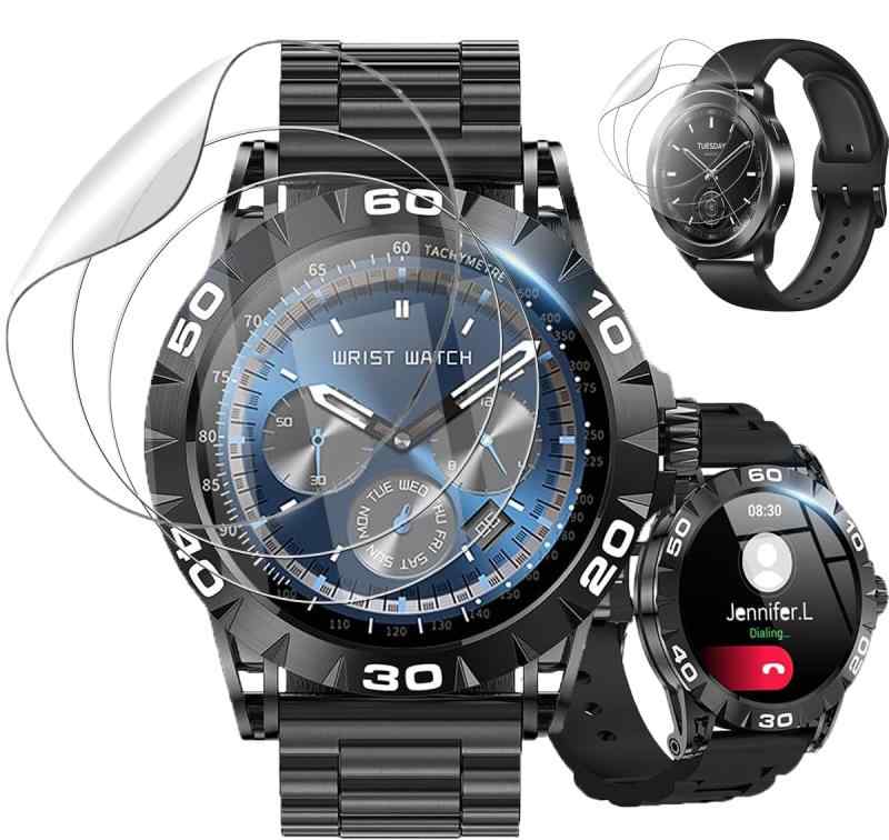 (3枚入り)対応 スマートウォッチ 1.43インチ フィルム smart watch スマートウォッチ ン保護フィルム 液晶保護フィルム 超薄0.3mm 保護フィルム 反射低減 指紋低減 日本製 全面保護 耐指紋 撥油性(2.0)