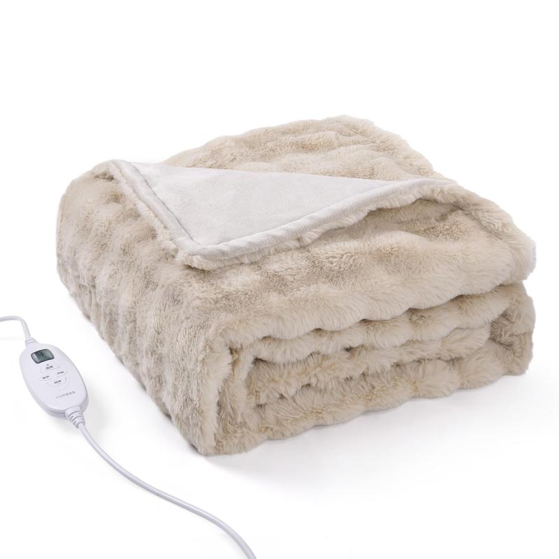 電気毛布『ふわふわ雲のような、至福の温もり』TOPZEE かけ敷き兼用 でんき掛敷毛布 ラビットファー調 デンキブランケット 電気かけしき毛布 毛玉なし電気敷毛布 でんきもうふ 掛け 省エネ