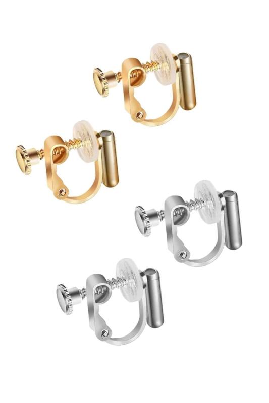 wumio イヤリングコンバーター 縦型 2色(4個)セット シルバー ゴールド シリコンキャップ ノンホールピアス レディース ピアス イヤリング コンバータ...