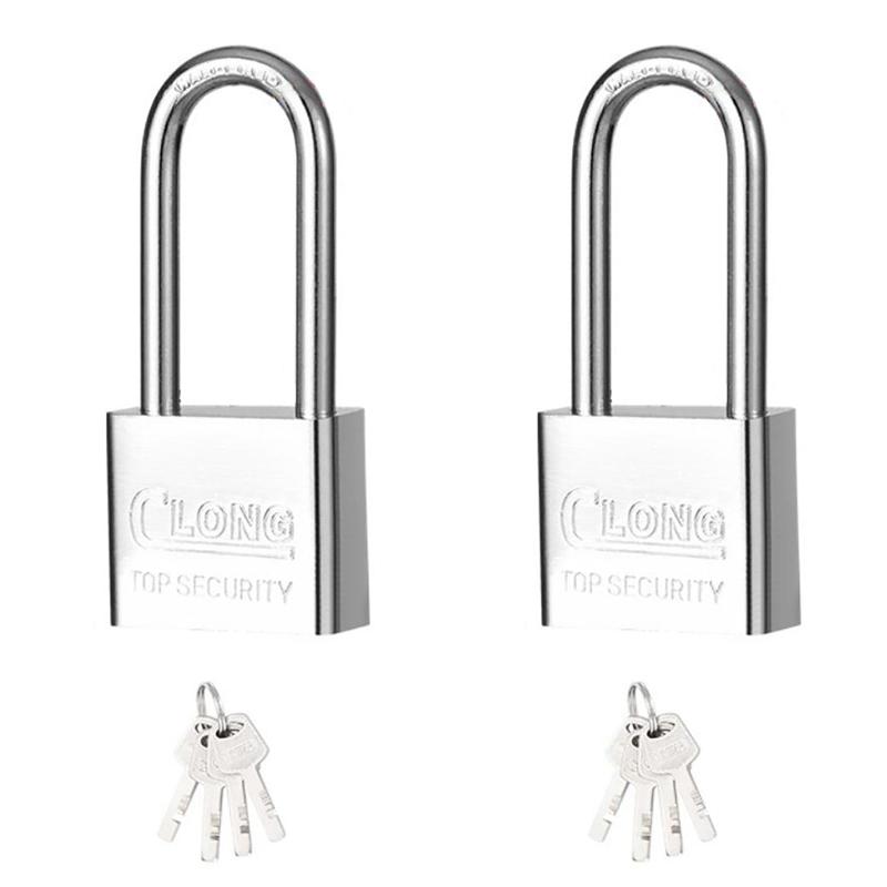 CHENLONB 南京錠 小型 金属製 防錆 耐久性 吊長タイプ 携帯型 鍵付き 盗難防止 自転車 会社 学校 オフィス 倉庫用 2個入り南京錠 小型