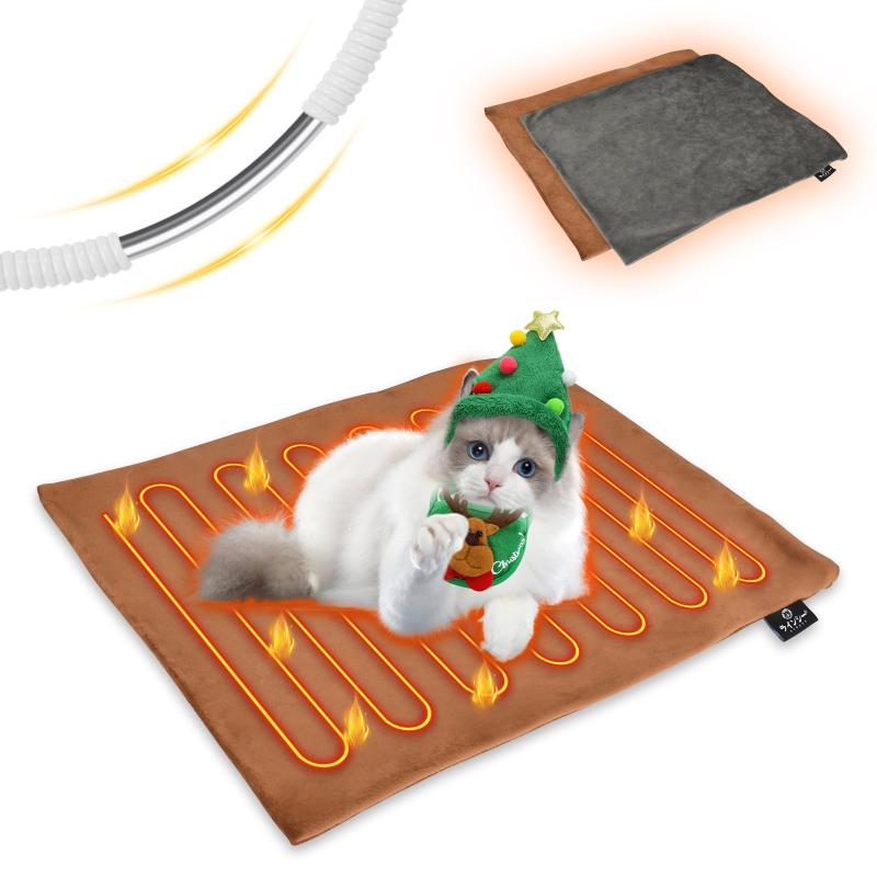 LINECY ペット用ホットカーペット ペットヒーター 猫 ヒーター 犬 ホットカーペット 寒さ対策 猫 暖房 器具 スマート恒温 ペット ヒーター ふわふわ 電気毛布 電気ヒーター IP67防水 専用カバ