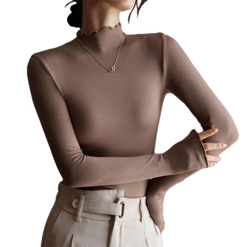 楽天フォークBR[FEISEDY] インナーシャツ 長袖 丸首 肌着 インナー 薄手生地 柔らかい 保温 春 秋 冬 レディース A8167