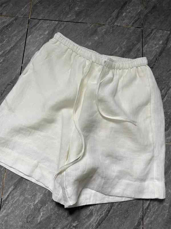 Other - レディース 夏 ショートパンツ 白色 広腿 ハイウエスト 薄手 ポリエステル 微弾性 直筒 軽量 快適 ゆったり スリム効果 韓国風 免燙 クール 普段使い 通勤