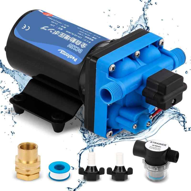 Poafamx 全増圧ポンプ 自動ブースターポンプ DC12V 最大流量18.9L/min 最大増圧70PSI ダイヤフラムポン..