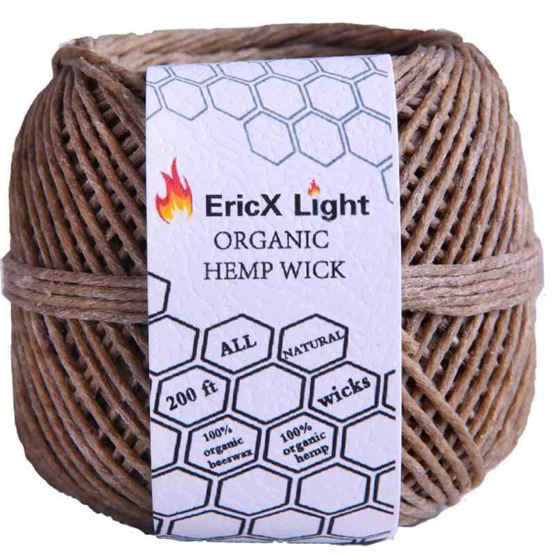 EricX Light 100％ オーガニック麻ウィック 200 FT スプール まあ自然蜜蝋でコーティングされ 標準 サ..