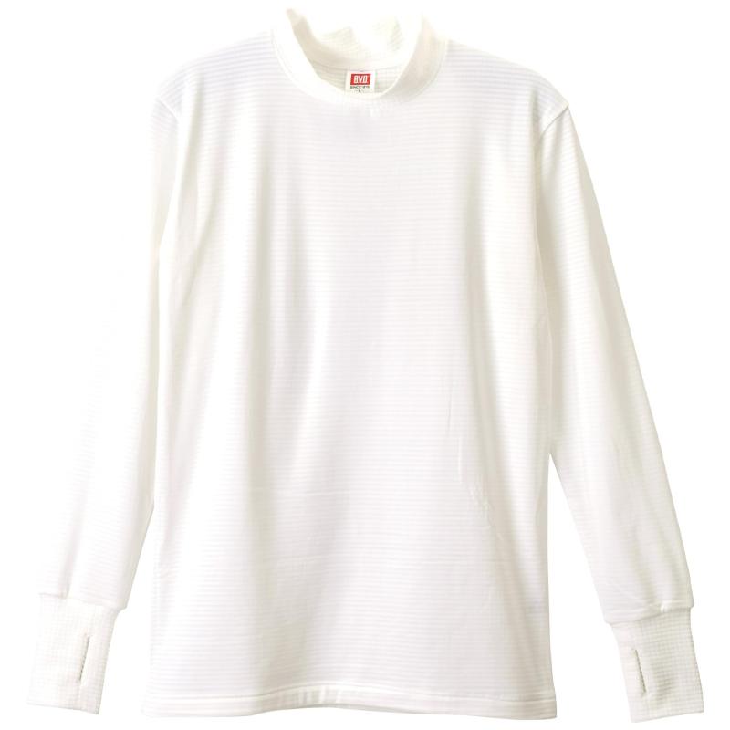 B.V.D.(ビー・ブイ・ディ) アンダーシャツBVD 瞬暖GRID-TEC 裏起毛 ハイネック長袖Tシャツ サムホール付き 保温 放湿性 ストレッチ 帯電防止 ソフトタッチメンズ