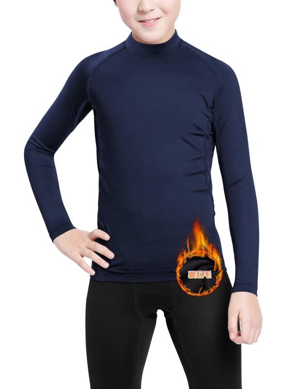 [THREEGUN] スポーツインナー ジュニア 裏起毛 ハイネック コンプレッションウェア トップス 長袖 インナー アンダーシャツ 子供 キッズ 速乾 シャツ 秋服 男女兼用